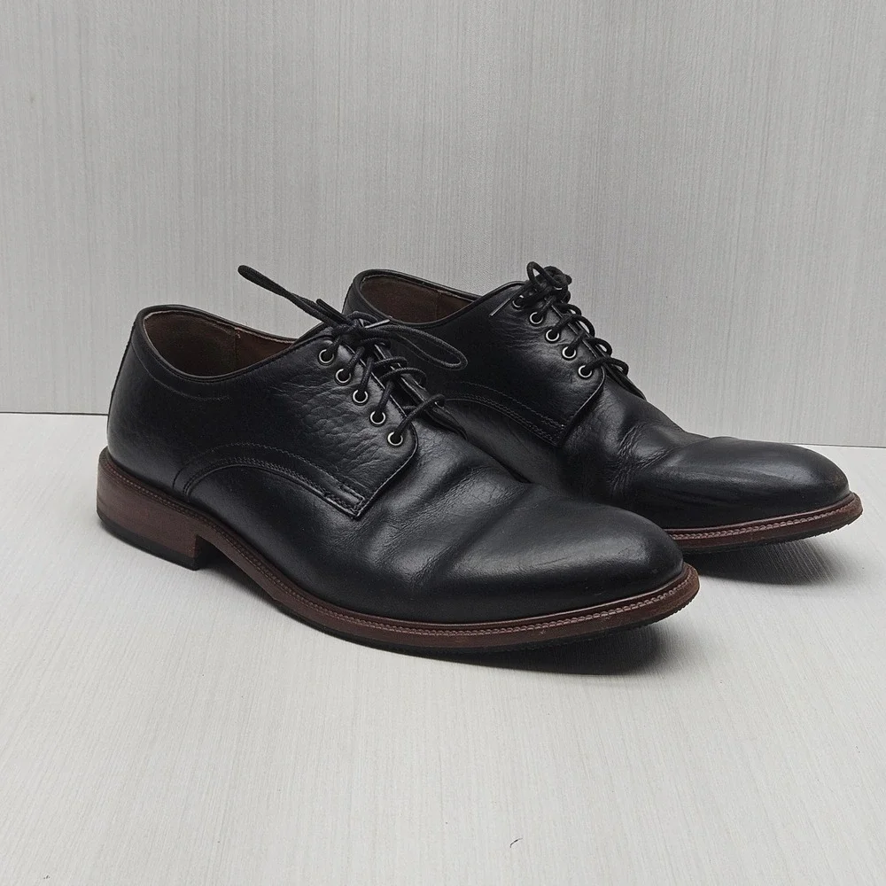 Trask Mens Black Leather Derby Shoes Plain Toe Vibram Sole 11.5 M 30-01421
